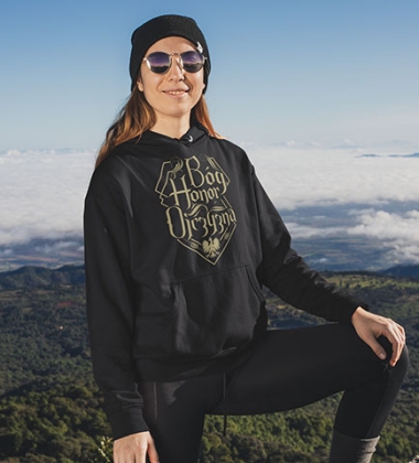 Damska bluza z kapturem B-H-O NAPIS PIASKOWY